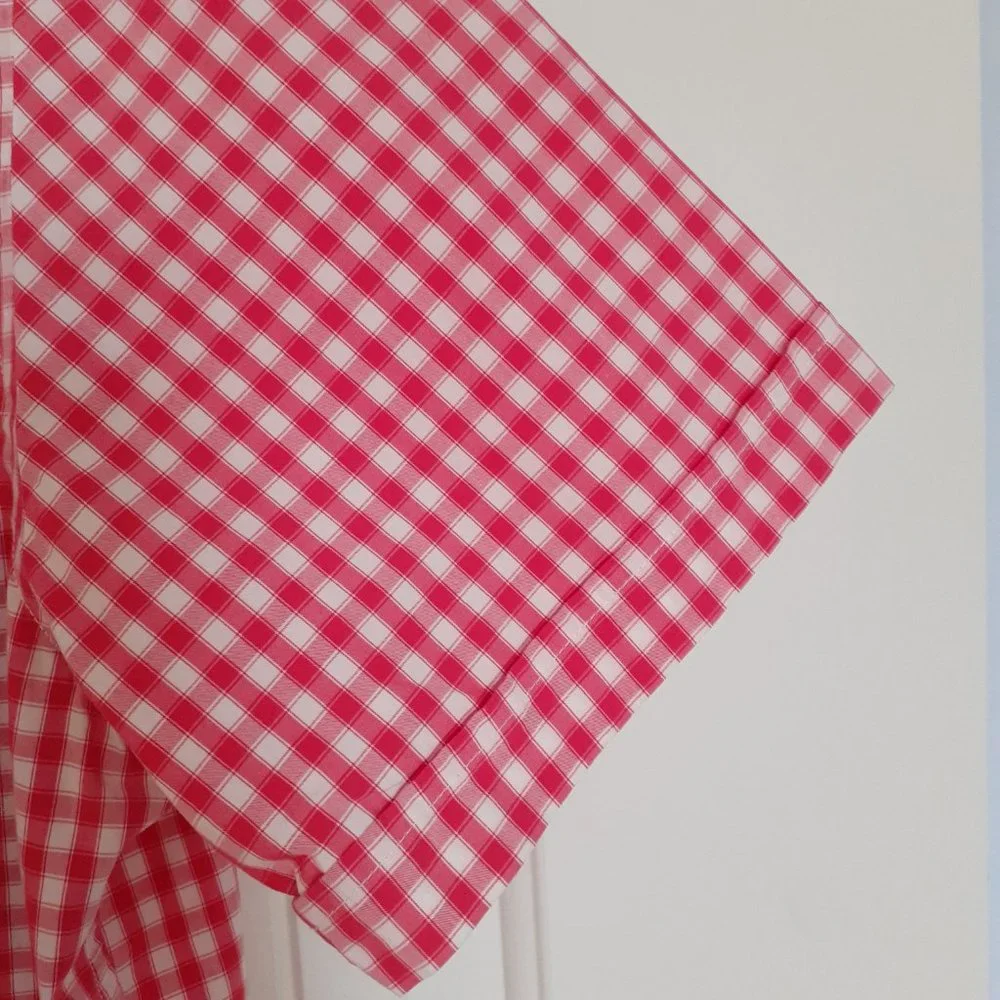 Banana Republic 100s 2-Ply Cotton Short Sleeve Button Down Red Check Size LT